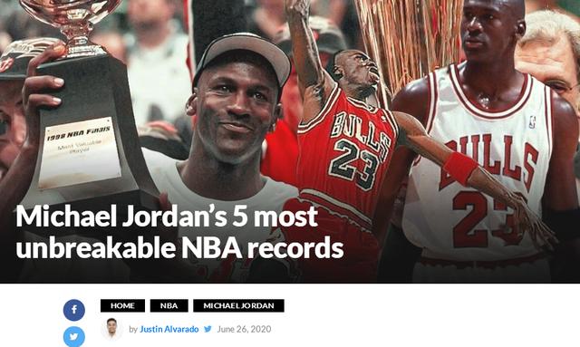 美媒列出乔丹生涯5大纪录，不止关于得分，你觉得哪个最难被打破