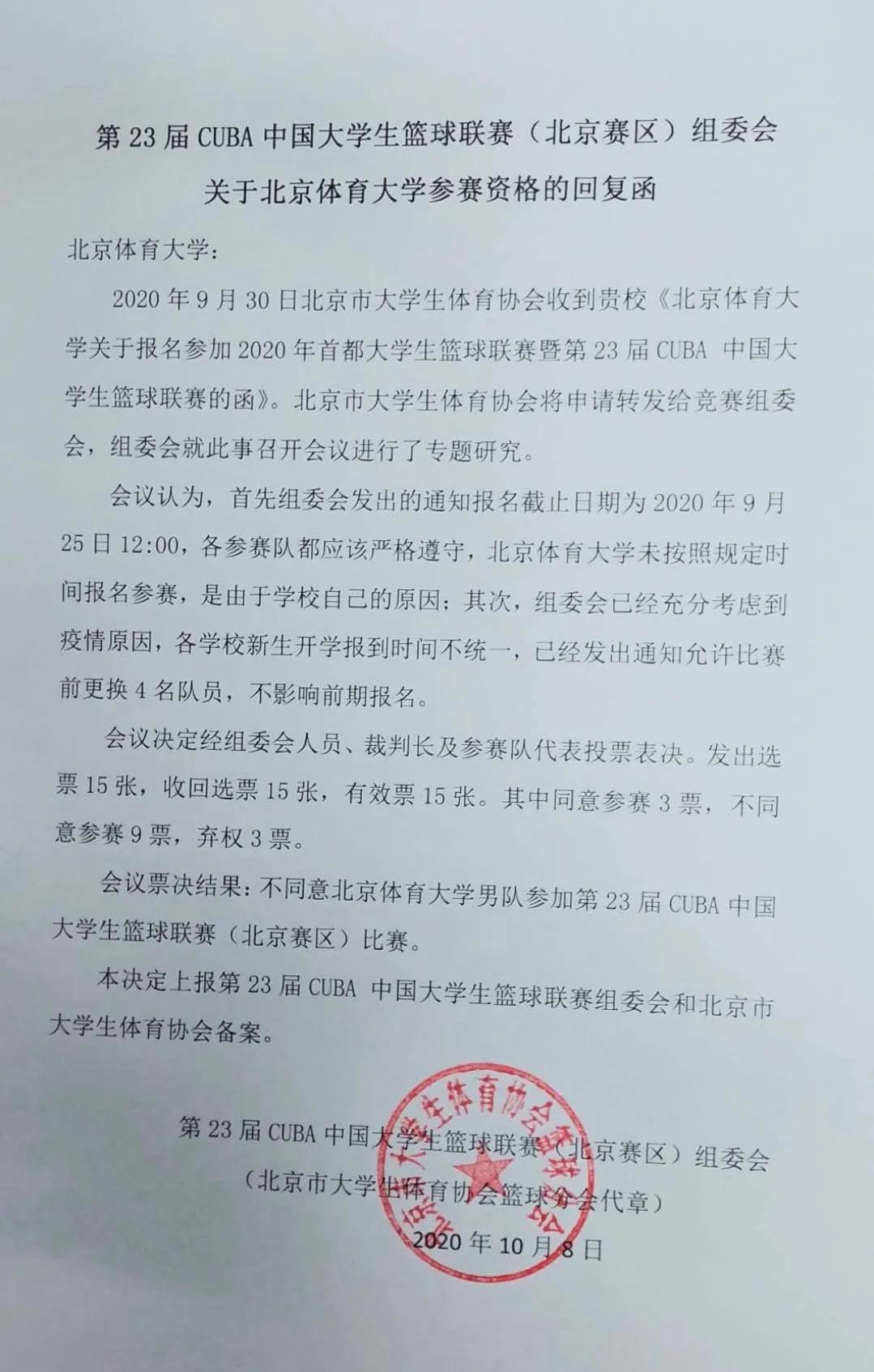 篮球资讯:北体CUBA申请被驳回杨毅透露八一男篮已确认退赛(1)