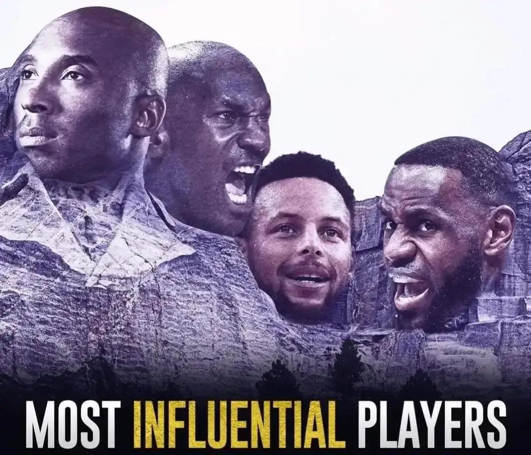 美媒：NBA历史上“影响力总统山”是以下四位球员。

影响力总统山：指的是在NB