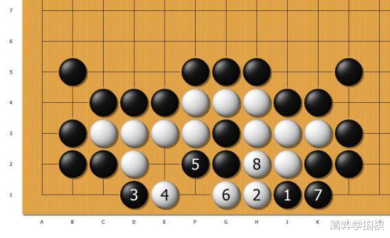 黑先，利用好被切断的两颗黑子，可以反杀白棋(7)