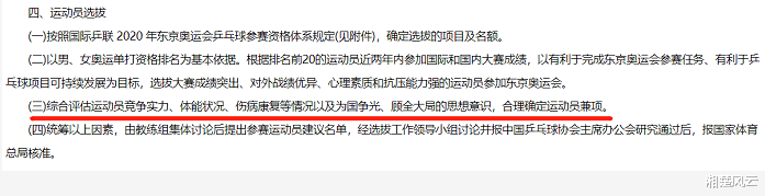 乒协公布奥运会选拔方法，明确了运动员的要求，刘诗雯难兼三项(1)