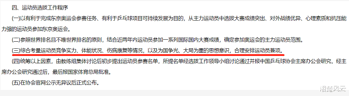 乒协公布奥运会选拔方法，明确了运动员的要求，刘诗雯难兼三项(2)