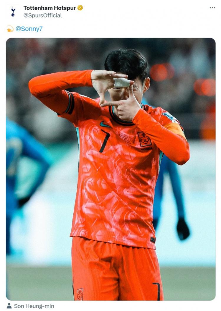 世预赛对阵泰国孙兴慜破门，热刺官方晒图表示祝贺(1)