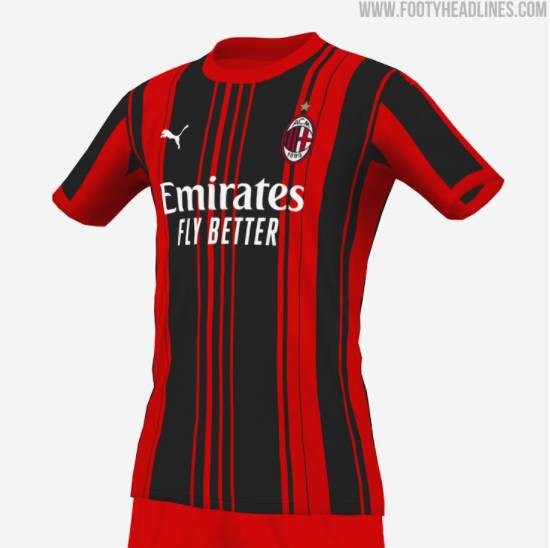 AC米兰下赛季球衣设计方案猜想: 可能采用粗细不一条纹设计(4)