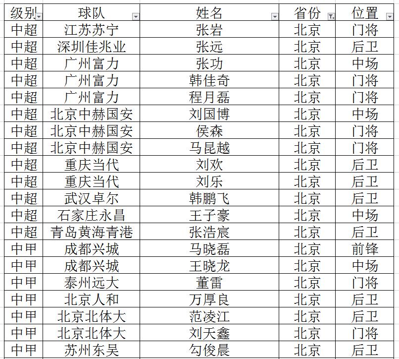 重庆中超中甲球员 盘点各省中超、中甲球员(6)