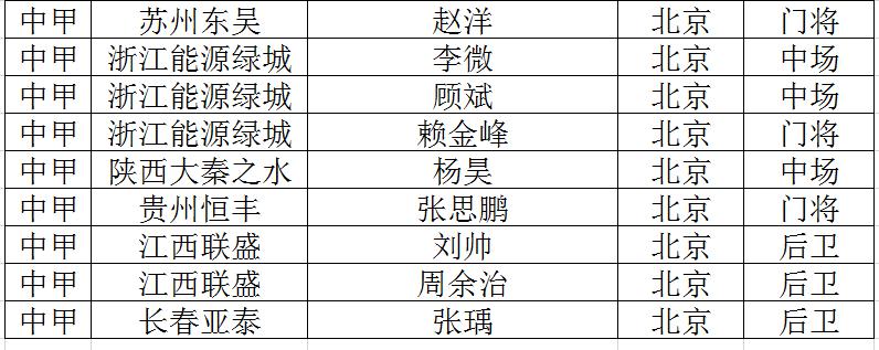 重庆中超中甲球员 盘点各省中超、中甲球员(7)