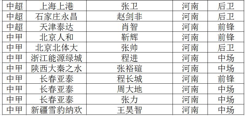 重庆中超中甲球员 盘点各省中超、中甲球员(9)