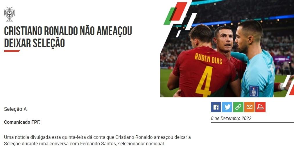 谁在抹黑C罗？葡萄牙足协正式发声：他从未威胁离队(2)