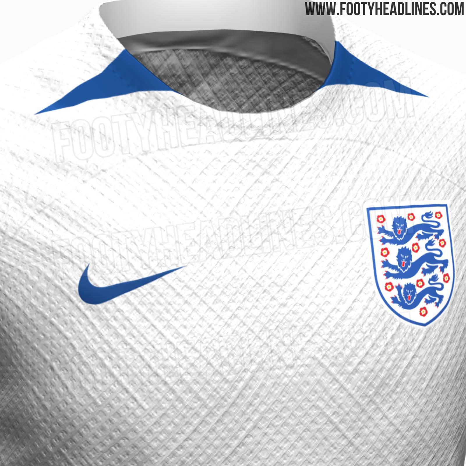 英格兰女足今夏世界杯主场球衣曝光，主白色搭配蓝色细节设计，简约风格。#三狮军团#(2)