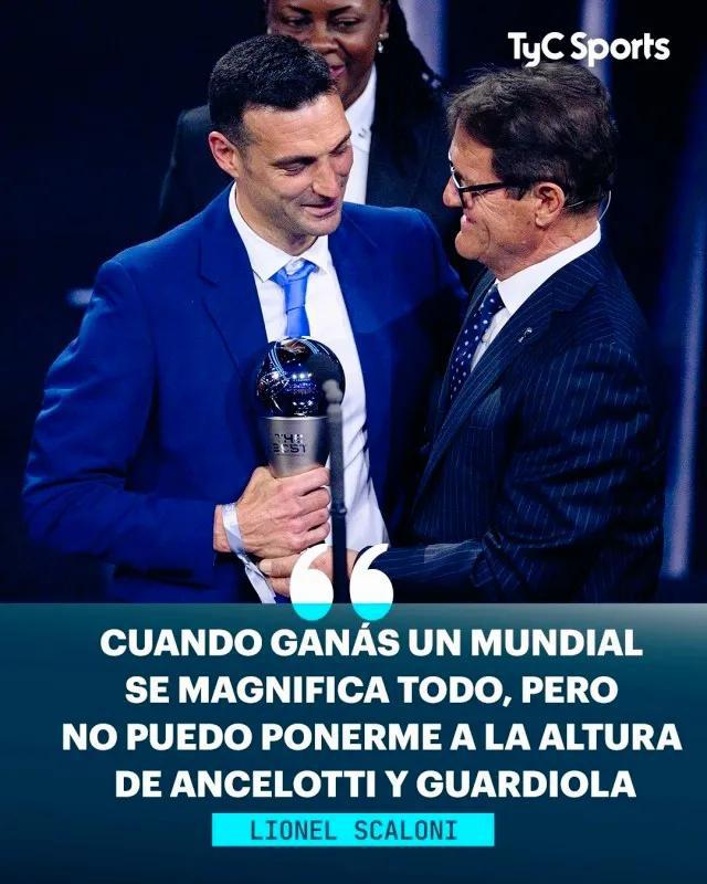 阿根廷国家队主帅被国际足联评为2022年最佳男足主帅，他击败的对手包括安切洛蒂和