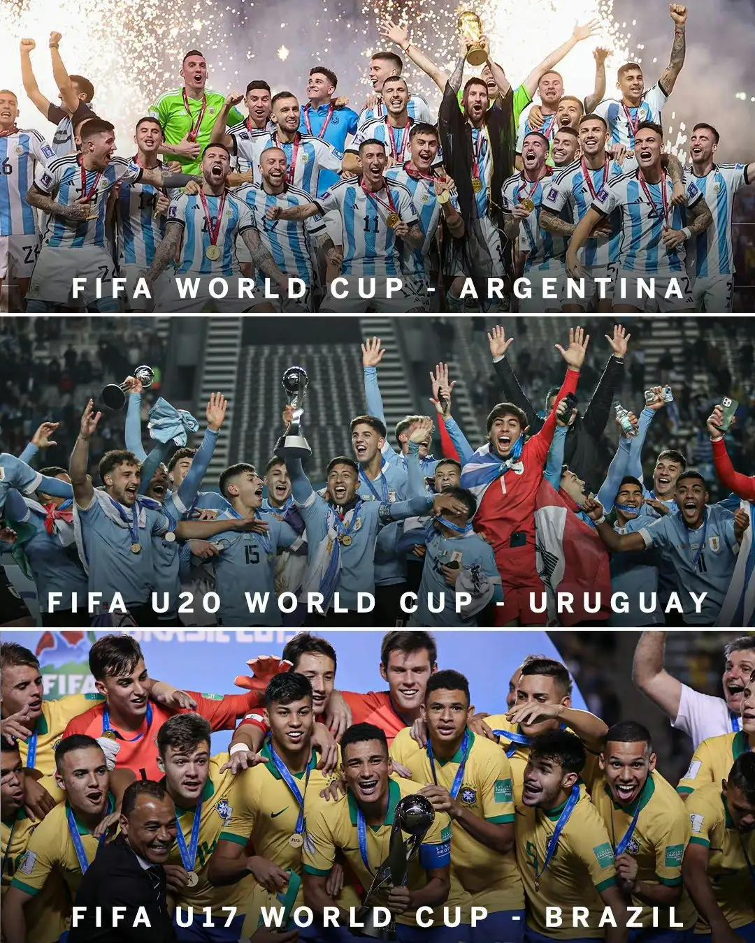 谁说南美足球不行的，他们拿到所有级别冠军。

去年阿根廷是世界杯冠军。

刚刚乌