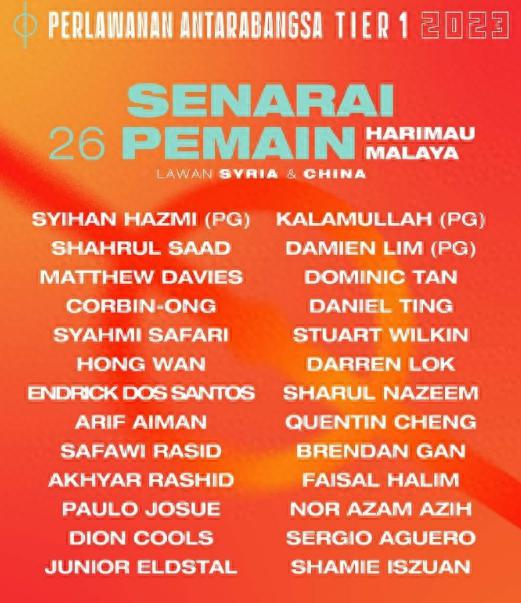 马来西亚公布对阵国足名单：归化云集，华裔后卫再被金判坤征召