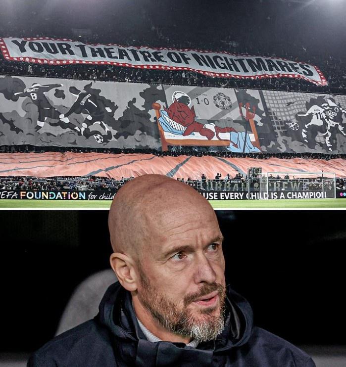 哥本哈根球迷赛前巨幅tifo给曼联施压：你们的噩梦剧场(1)