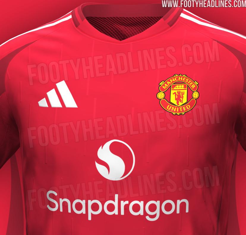 曼联新赛季球衣谍照：Snapdragon赞助首次出现，两种红色搭配(2)